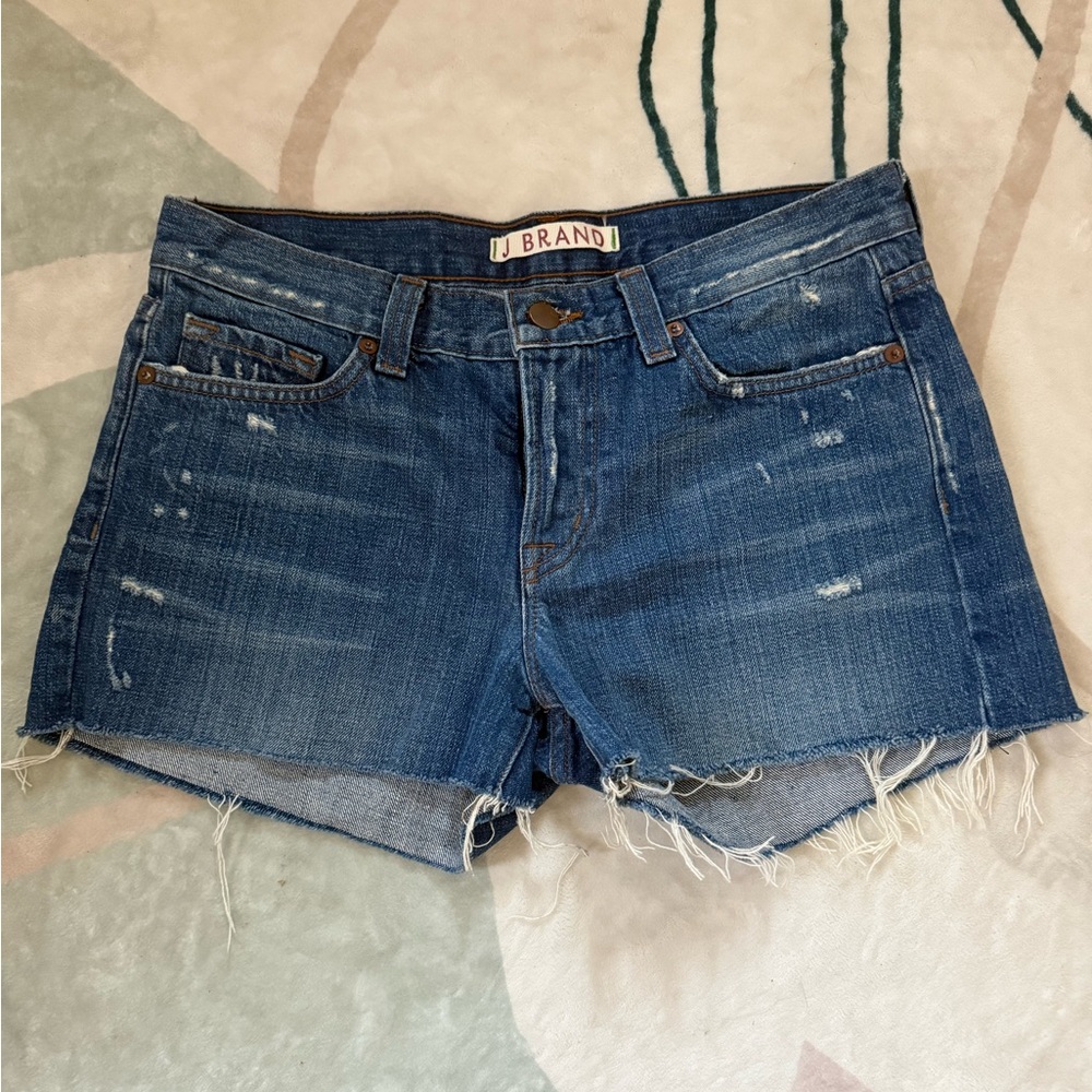 J Brand Distressed Blue Denim Shorts